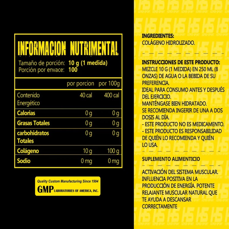 Colágeno Suplemento Hiper Sport 1kg 100 Servicios Sabores