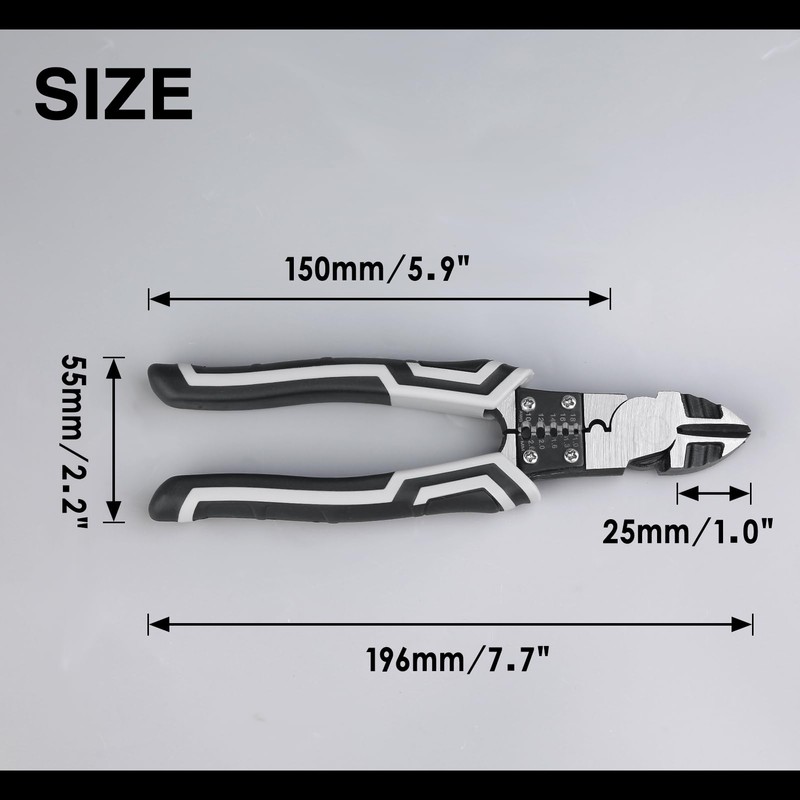 LEONTOOL 8-Inch Diagonal Cutting Pliers with Wire Stripper/Crimper/Cutter Function High