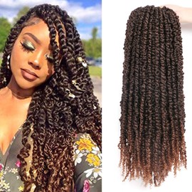 8Packs/Lot 20Inch Pretwisted Passion Twist Crochet Hair Prelooped Passion Twist Hair Curly Crochet Hair Extensions for Black Women Wate Wave Crochet Braids Hair (20 Inch (Pack of 8), 1B/30)