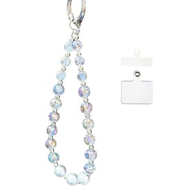 QATYYY Sparkle Crystal Pearl Phone Wrist Strap for Women, Sparkling Beaded Cellphone Lanyard Chain, Bling Glam Wristlet Bracelet, Fashion Phone Accessory Gift (White)