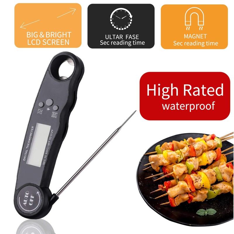 Digital Instant Read Meat Thermometer, Waterproof Kitchen Thermometer, Cooking Food
