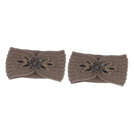 Beavorty 2pcs Woolen Yarn Knitted Headband Warm Hair Hoops Flower Design Minimalist Headwrap for Women Hair Accessories