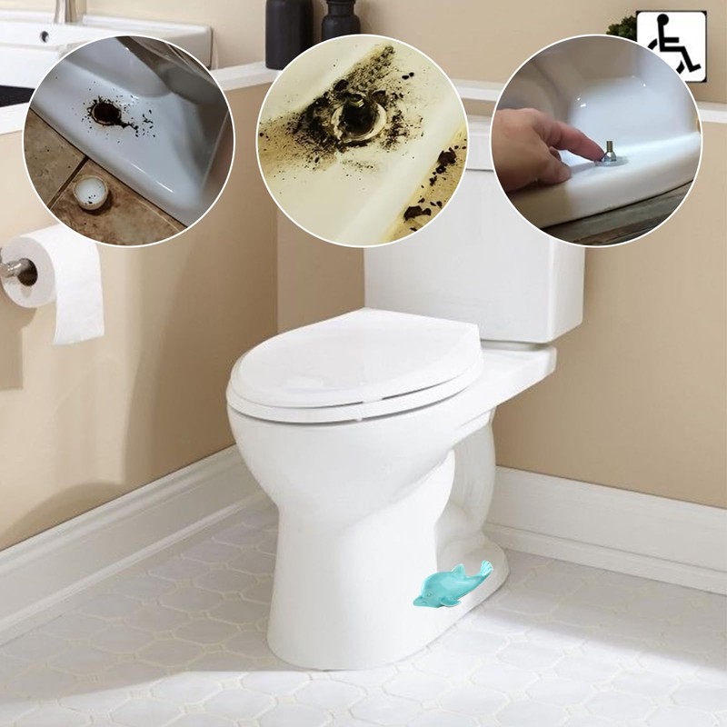 YOUDMEARUD Decorative Ceramic Dolphin Toilet Bolt Covers with Flower-Shaped Push
