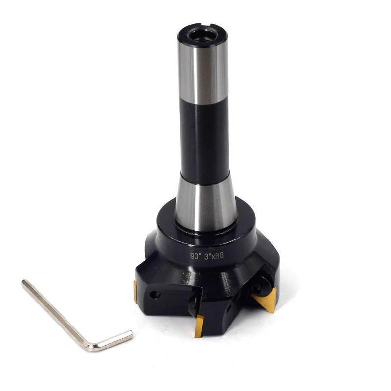 OSCARBIDE Indexable End Mill,R8 Shank,3" Cutting Diameter,6" Overall Length,90 Degree,5