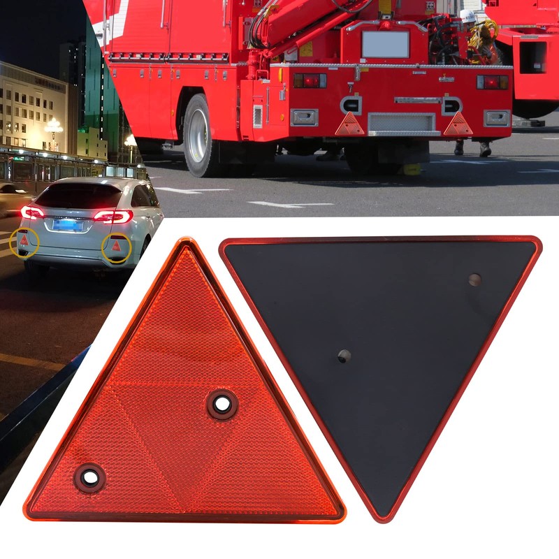 YnGia 2PCS Trailer Reflector Red Triangle Reflective Rear Warning Reflectors