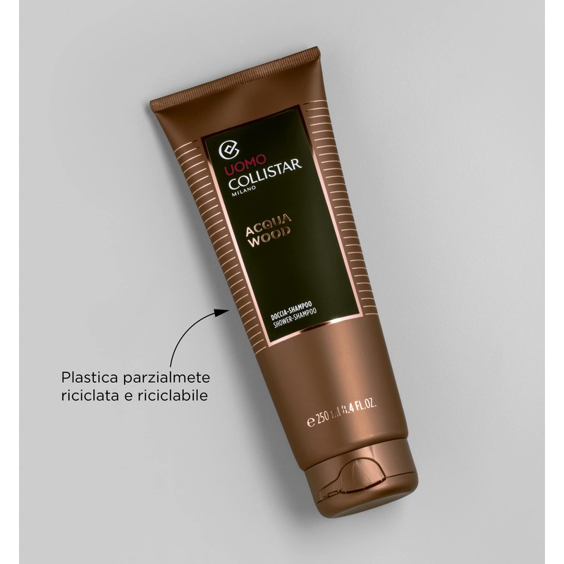 Collistar Acqua Wood Shower Gel Shampoo for Men, Cleanses Body