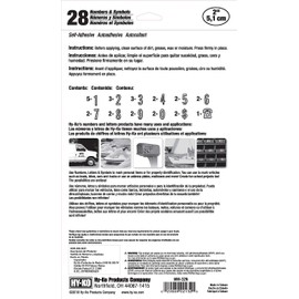Hy-Ko Products MM-32N Self Adhesive Vinyl Die Cut Numbers, 2" High, Prism Silver, 28