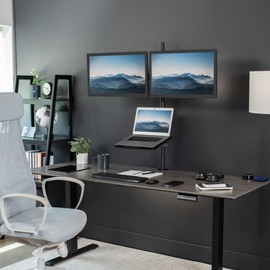 VIVO Laptop and Dual 13 to 27 inch LCD Monitor Stand up Desk Mount, Extra Tall Adjustable Stand, Fits Laptops up to 17 inches, Black, STAND-V012L
