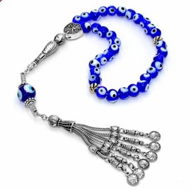 ALBATROSART Design -Handmade Evil Eye Beaded Collection Worry Beads - Prayer Beads (8 mm-33 Beads) Tesbih-Tasbih-Tasbeeh-Misbaha-Masbaha-Subha-Sebha-Sibha-Rosary (The Eye's Magic)