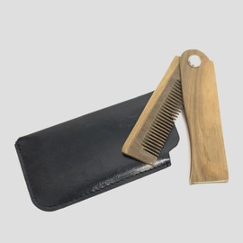 SAFIGLE 1Set Folding Wooden Beard Comb with Case Multi Functional Pocket Hair Comb for Men for Beard Grooming and Styling Portable and Compact Design for Home Travel