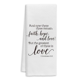 Christian Inspirational Kitchen Towels Dish Towels Hand Towels Bath Towels,And Now These Three Remain Bible Verse Towels For Kitchen Bathroom,Christian Gifts For Corinthian Women Teens Girls Mom Men