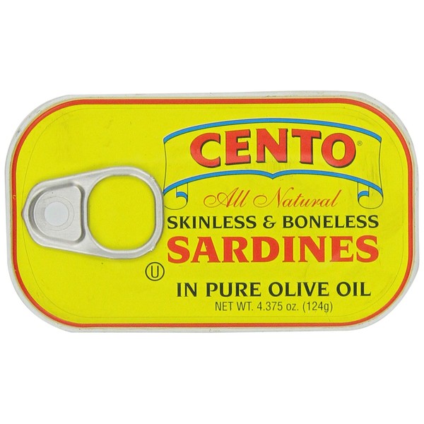 Cento Skinless & Boneless Sardines, 4.375 Ounce Tins (Pack of 25)