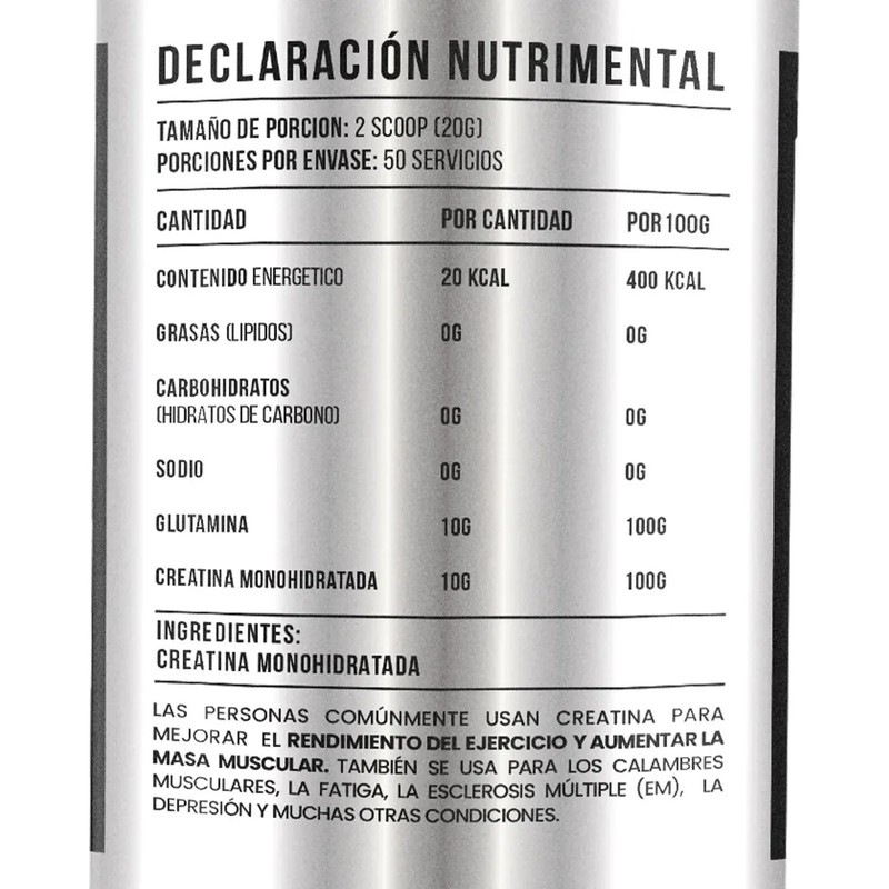 Black Creatina Glutamina 1 Kg 50 Servicios Varios Sabores