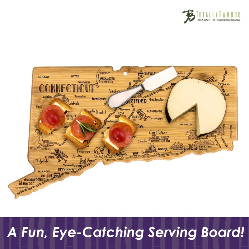Totally Bamboo Connecticut State Destination Bamboo Serving and Cutting Board