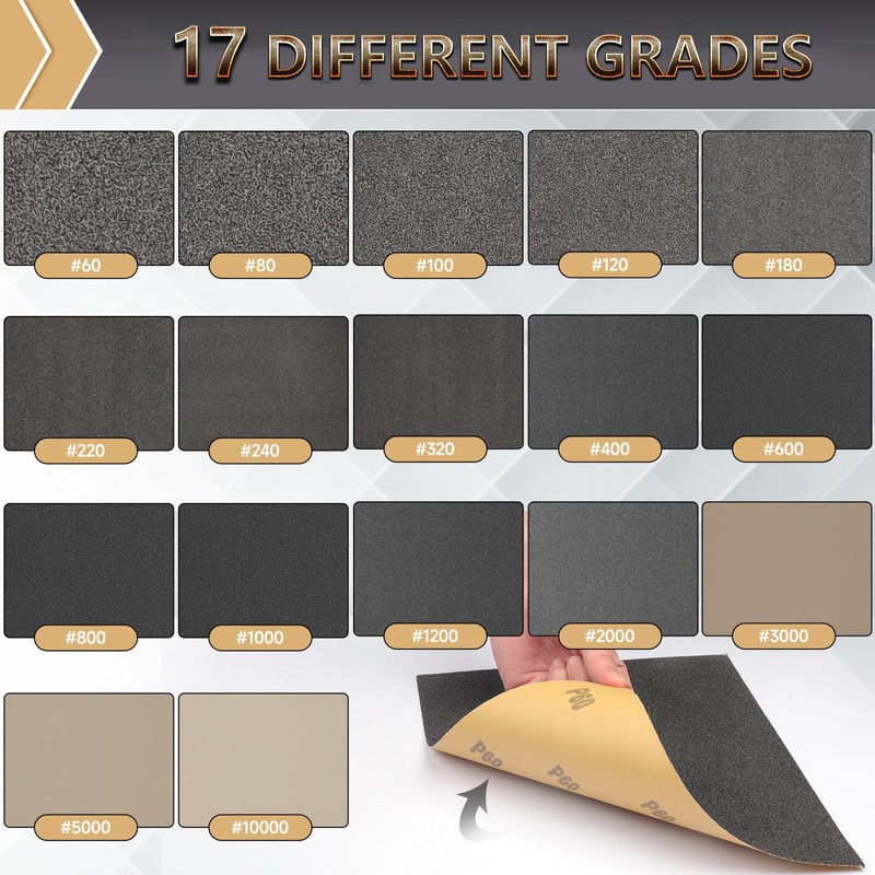 Premium 120 Grit Wet Dry Sandpaper Sheets 9"x11" - 12