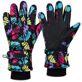 CityComfort Girls Skiing Gloves Fleece Lined Touch Screen Gloves Thermal Waterproof Windproof Snowboarding (Multicolour, 6-8 Years)