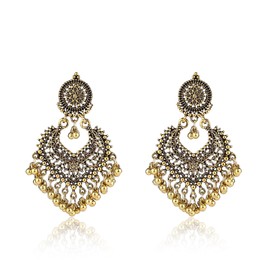 Indian Earrings Women Boho Ball Chandelier Tassel Statement Dangle Earrings Wedding Bridal Bell Jewelry Gifts Indian Suits Dresses Outfits