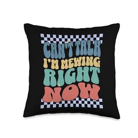Funny Can't Talk I'm Mewing Right Now Ironic Meme Brainrot Throw Pillow