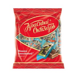 Chocolate Candies Mishka Kosolapy Toed Clumsy Bear 200g/7.05oz Nutty Paste with Wafers and Chocolate Glaze in Individual Wraps Gourmet Imported Russian Candy Sweets Bars UNICONF Krasnyi Oktyabr