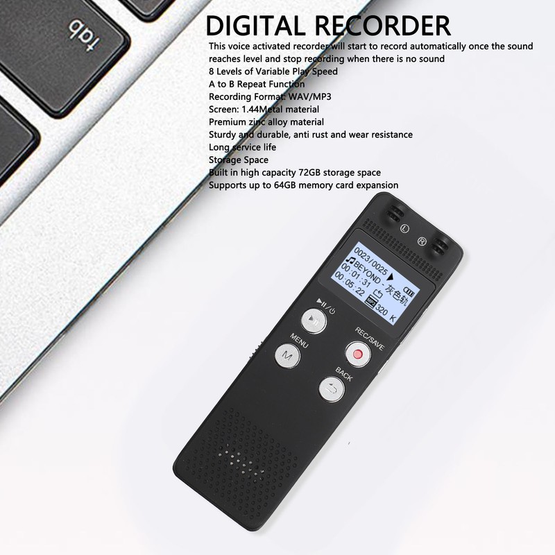 Digital Voice Recorder Multifunction Clear Sound One Click Recording MP3