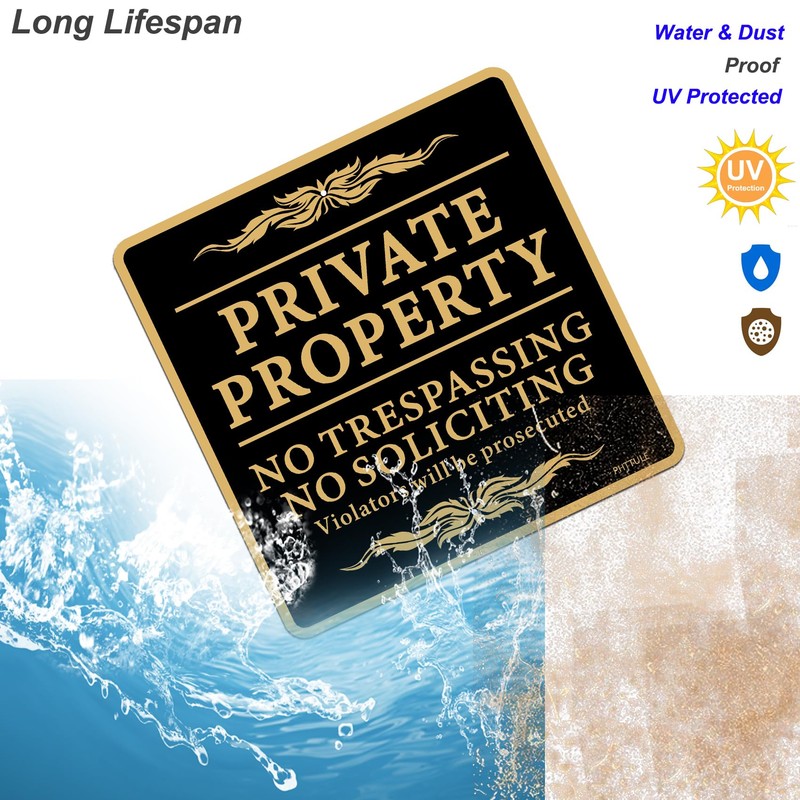 PHTTULE Large Private Property No Trespassing Sign 4 Pack, 12x12