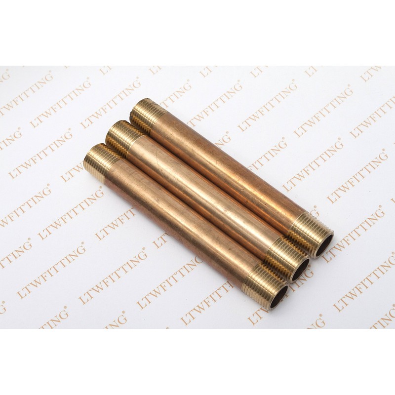 LTWFITTING Brass Pipe 6" Long Nipple Fitting 1/2" Male NPT