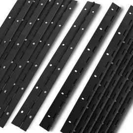 12PCS 12Inch Black Continuous & Piano Hinges, 1.2'' Open Width Heavy Duty Piano Hinge with Holes, 304 Stainless Steel 0.04'' Folding Hinges for Storage Boxes Cabinets Door Piano