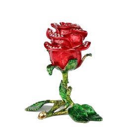 FASSLINO Rose Flower Jewelry Trinket Box with Hinged Hand-Painted Enamel Ornaments Gift for Home Decor