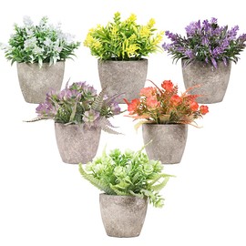6 Piezas de Plantas Artificiales Mini Macetas,Fake Planta de Plástico,Flor Verde en Maceta Falsa,Adecuado para la Familia,Decoración de Mesa,Escritorio de Computadora