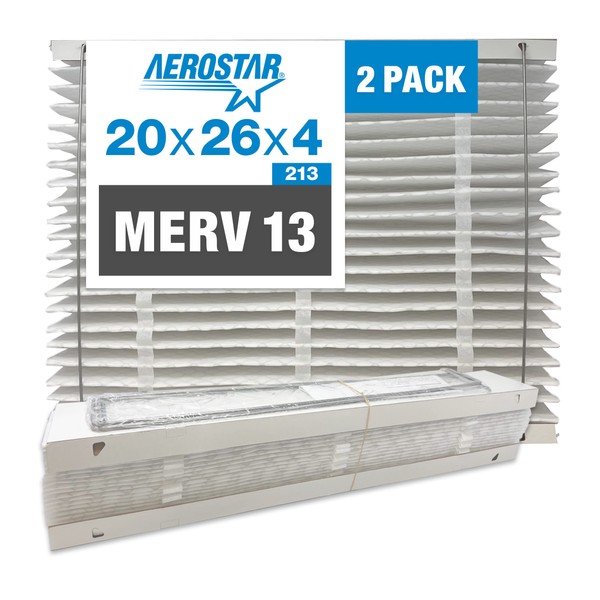 Aerostar MERV 13 Collapsible Replacement Filter for Aprilaire 213, 2 Pack