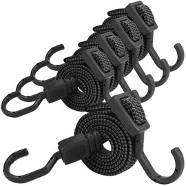 Pack of 5 Adjustable Tensioning Straps with Hooks, 100 cm Elastic Tensioning Strap Elastic with Hooks, Luggage Tensioning Straps, Expander Tension Ropes, Extra Strong Rubber Ropes for Awning, Garden,