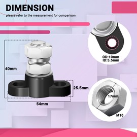 AICARS 12V Power Distribution Block Stainless Steel Battery Cable Junction Block, 3/8'' M10 Power&Ground Battery Distribution Block Battery Terminal Post- 1 Pair