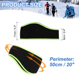 PATIKIL Ear Warmer Headband, Polar Fleece Ear Warmer Winter Stretchy Running Sweatband Outdoor Essential for Running Jogging Walking Skiing, Black with Fluorescent Green