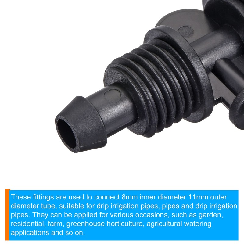 MECCANIXITY Drip Irrigation Barbed Tee 3-Way Fitting 8mm to 4mm