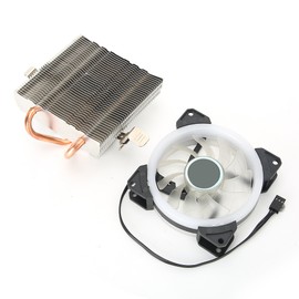 CPU Cooler 3 Pin Connector PC Accessory with Light 2 Brass Pipe for AMD 775 / 1155 / 1366(Multicolored )
