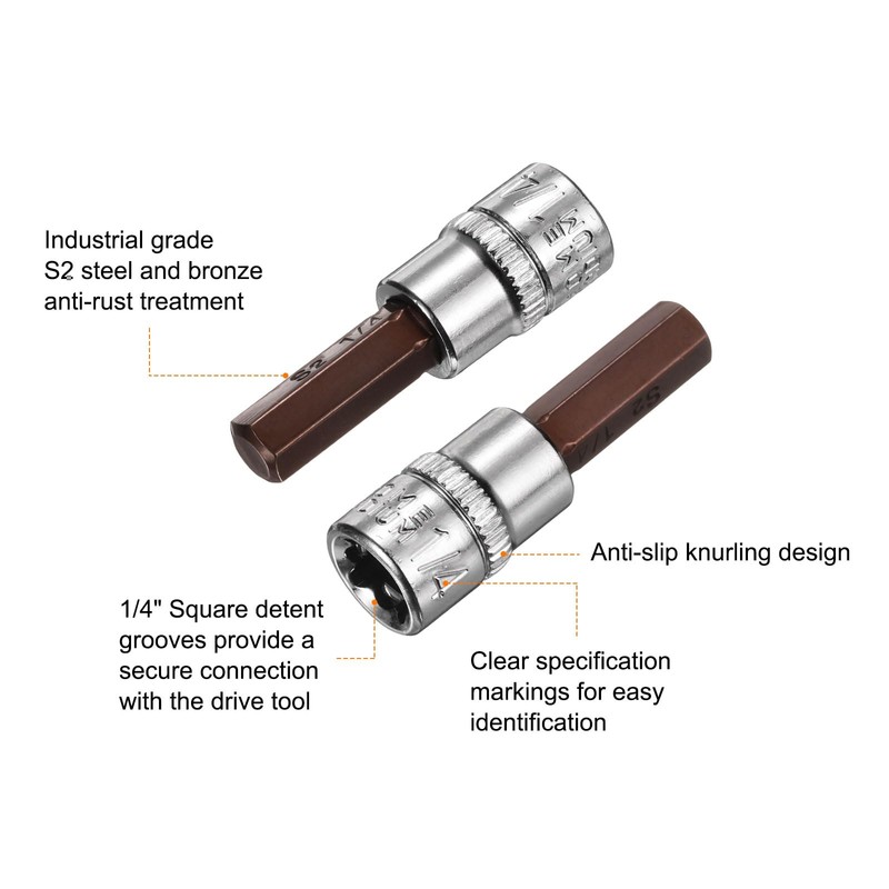sourcing map 2pcs 1/4" Hex Bit Socket 1/4" Square Drive