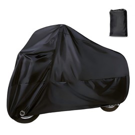 Downhill Motorcycle Cover, Outdoor Waterproof Motorcycle Cover, Motorcycle Full Cover Accessories with Storage Bag, Universal Foldable Durable Motorcycle Protective Cover Replacement (Black)
