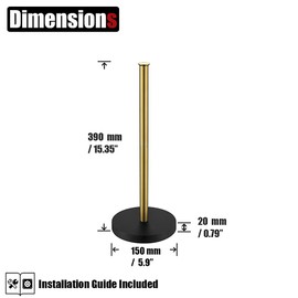JQK Toilet Paper Storage Stand Gold, 304 Stainless Steel Thicken 0.8mm Tissue Reserve Holder Dispenser for Bathroom, Brushed Gold, TPS180-BG