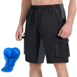 Men's Mountain Bike Shorts 3D Padded Bicycle Biking Shorts Quick Dry Lightweight MTB Cycling Shorts (Black, XL)