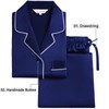 LONXU Women‘s Satin Pajamas Set Navy Blue L