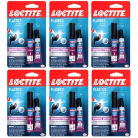 Loctite Plastics Bonder Bonding System, 2 Gram & 4 Gram Tubes, 6 Pack - Clear Superglue for Plastic, Wood, Metal, Crafts, & Repair, Instant Glue Adhesive, Quick Dry