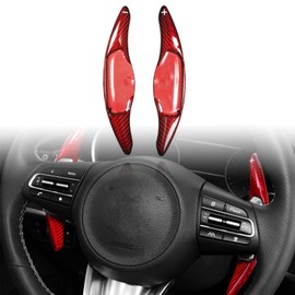 FUEISOF For Hyundai i30 N, Kona N, I20 N, Elantra N Carbon Fibre Steering Wheel Shift Paddle Extensions Interior Decoration Accessories 2 Pieces Real Carbon Fibre Red (Left and Right)