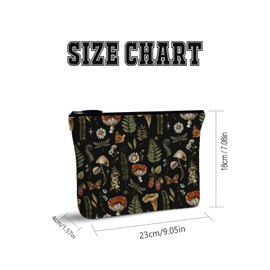 ADQWIOVL Cosmetic Bag Makeup Bag, Birthday Gifts for Women Mom, Cute Canvas Toiletry Bag, Durable Travel Toiletry Makeup Organizer Zipper Pouch, Lipstick Pouch, Boho Mushroom