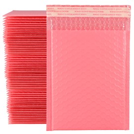 ZEONHEI 60 Pack 15x18cm Pink Poly Bubble Mailers, Self Seal Padded Envelopes, Waterproof Small Bubble Envelopes for Shipping Business, Gifting, Mailing, Packaging