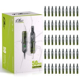 EZ Tattoo Venom Needles Set - 50 Pieces #10 Mixed (7RM 9RM 11RM 13RM 15RM) Bugpin Curved/Round Magnum Tattoo Needles for Tattoo Machine