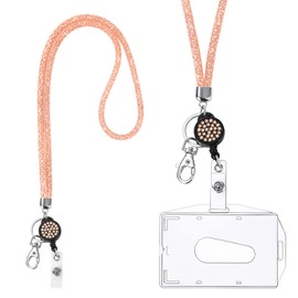 Vicloon Lanyard with Card Holder, Crystal Lanyard Necklace with Transparent ID Card Holder, ID Card Holder, Badge Kit for Key Chain and ID