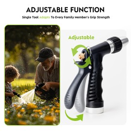 CHEERWATER Grip Strength Adjustable Handheld Hose Nozzle, Adjustable Water Nozzle Spray with High Pressure for Watering Plants and Lawn, Car Washing, Patio and Pet Washing.