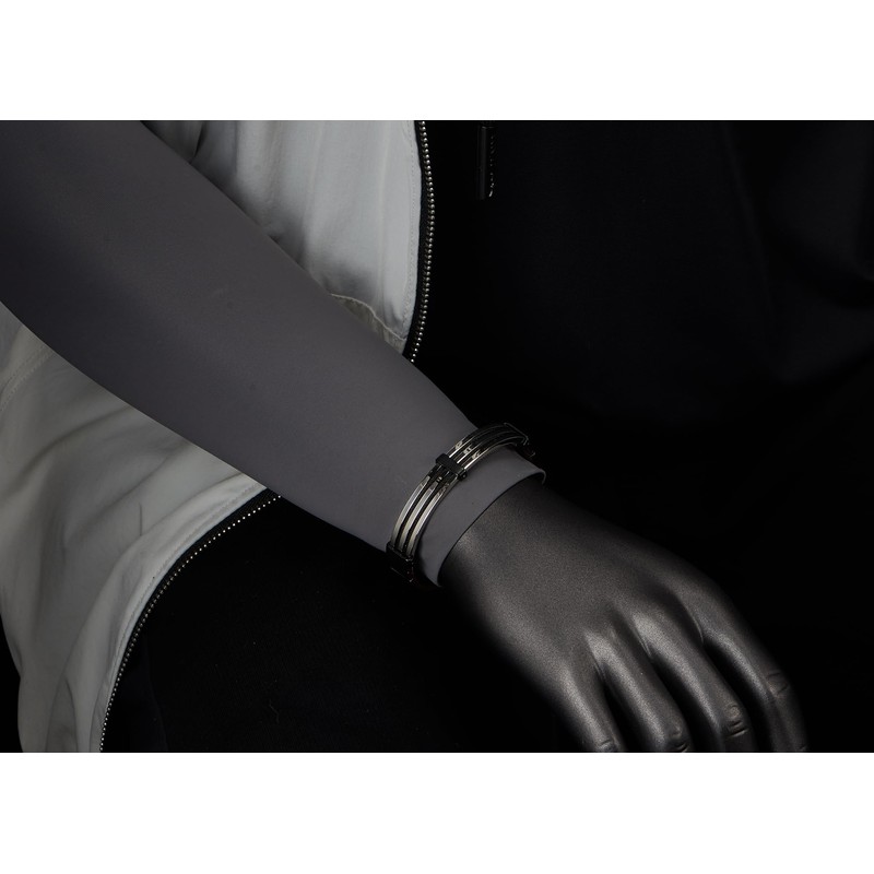 COOLSTEELANDBEYOND Men's Smooth Modern Cuff Style Bangle Stainless Steel Bracelet