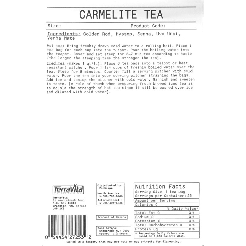 Carmelite Water Blend Tea (Loose) (4 oz, ZIN: 427255)