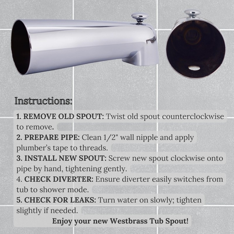 Westbrass A507D-1F-26 A507D-1F 7" Reach Wall Mount Tub Spout with